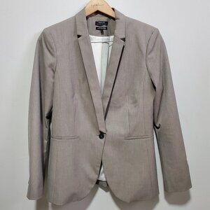 RW & CO. RW&CO. One Button Fitted Blazer Suiting Stretch Lined Tan Grey Women 10